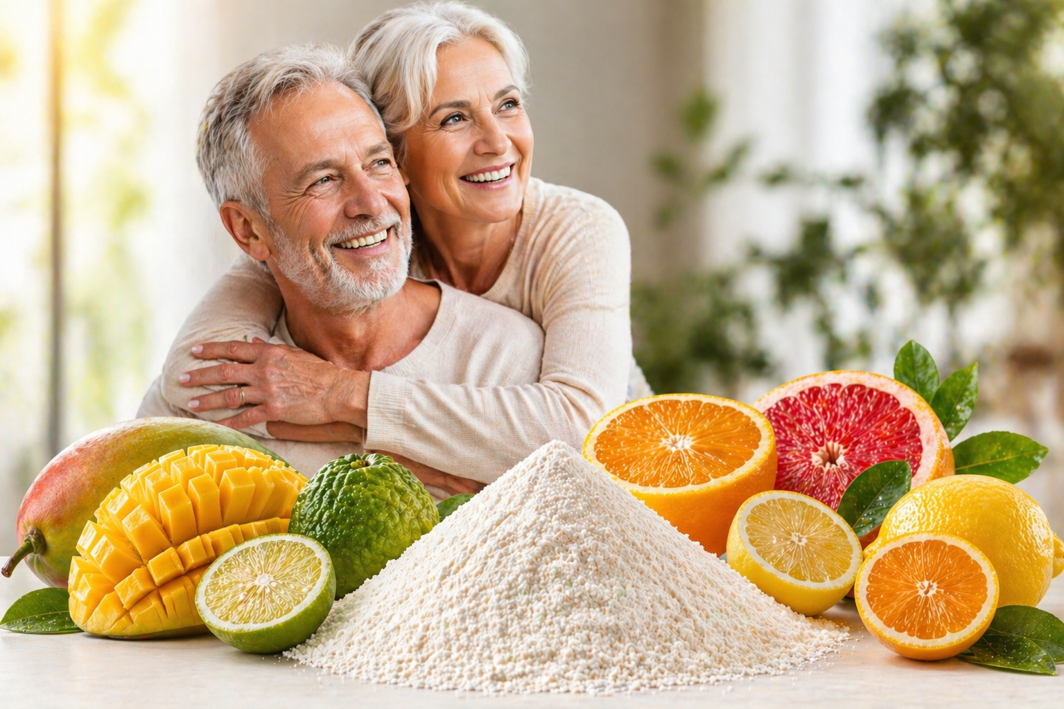 exosome anti aging supplement ingredient white powder with citrus and mango