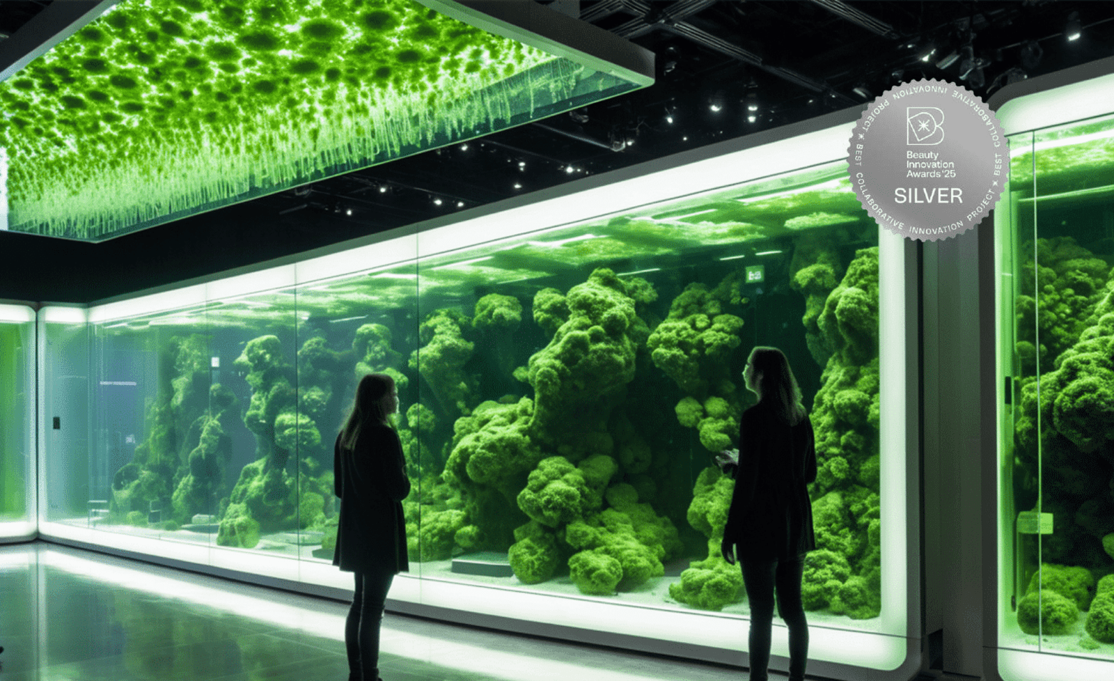 AlgaeTech Porphyridium cosmetic active hair model image showcasing hydration and microalgae benefits