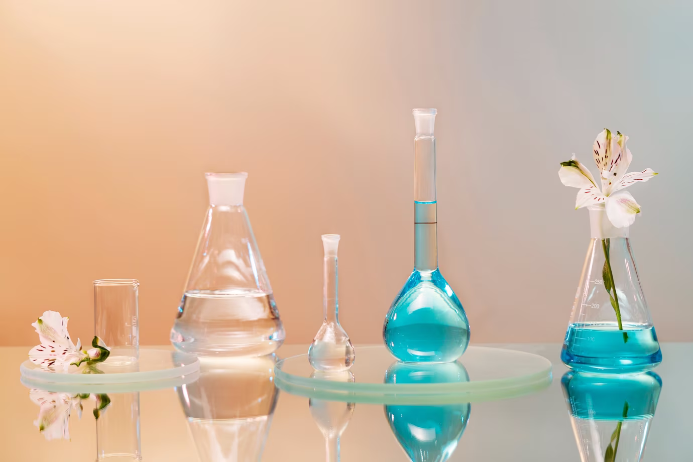 Laboratory Glassware With Blue Liquid Assortment 23 2149481691