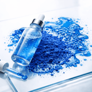 Copper Tripeptide-1 GHK-Cu blue serum and powder cosmetic peptide for skincare formulation