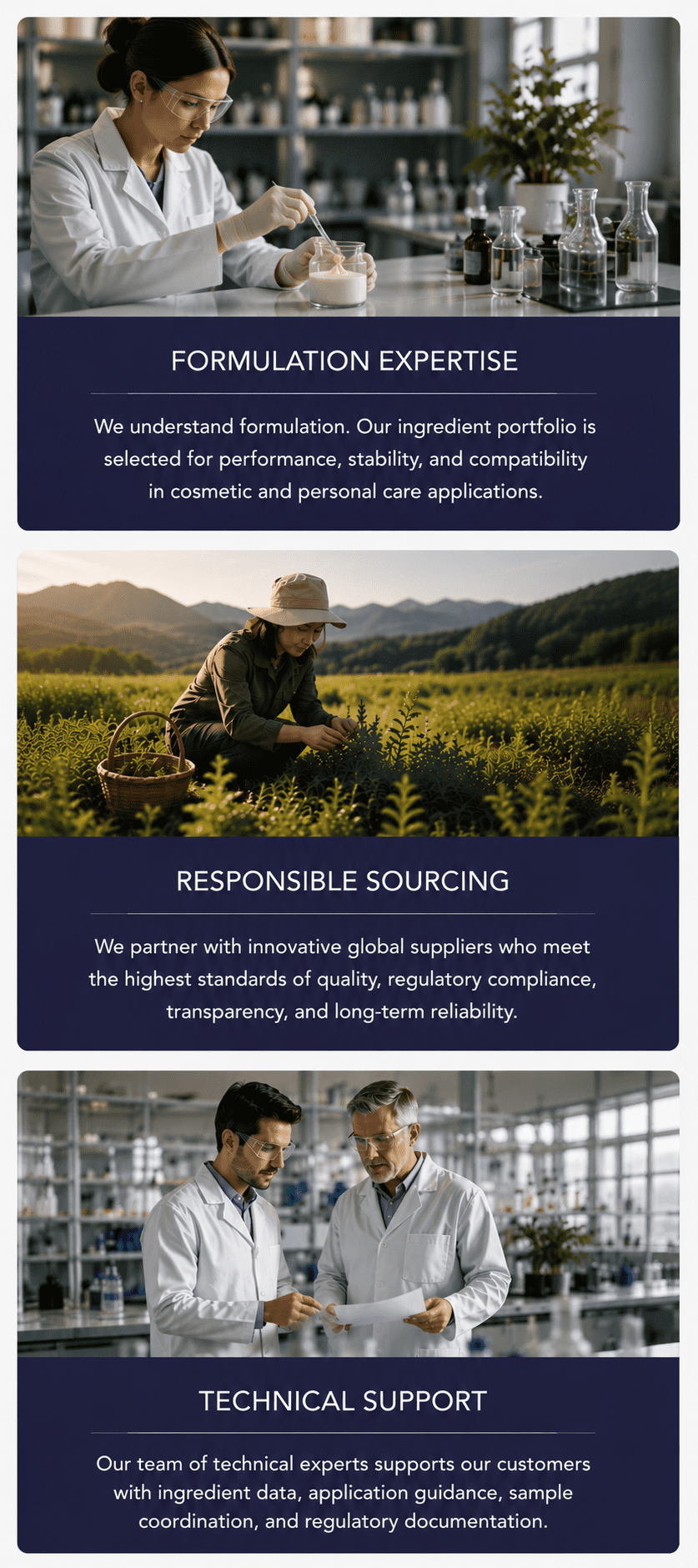 Cosmetic formulation research and ingredient innovation