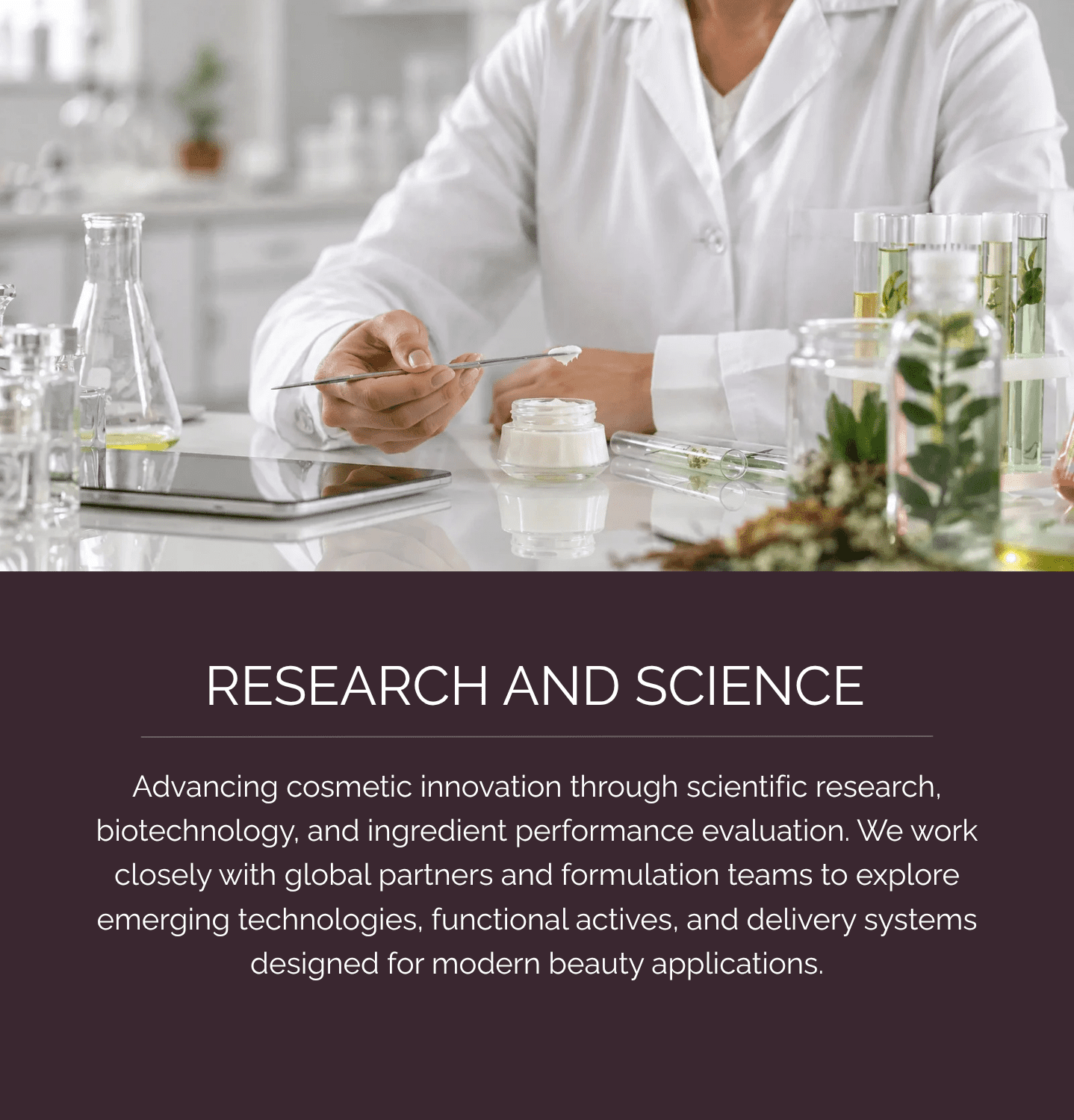 Scientist preparing cosmetic ingredient samples in a research laboratory Grand Ingredients