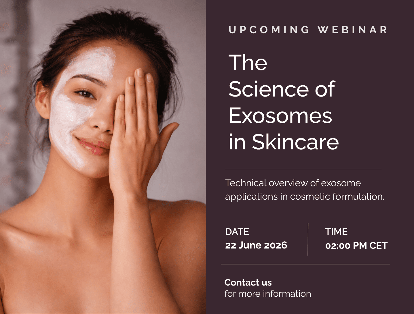 Woman portrait with biotech skincare presentation about exosomes in skincare